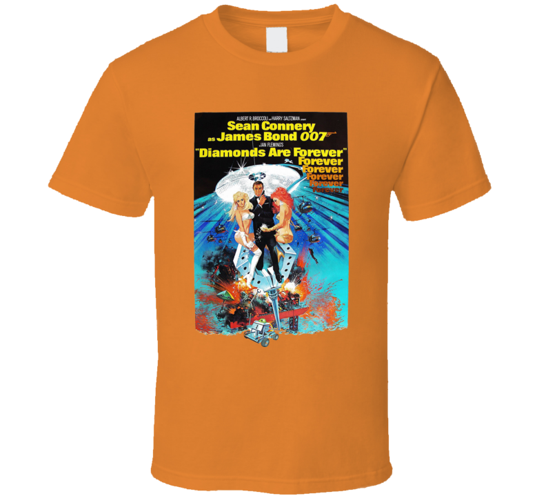 Diamonds are Forever Sean Connery James Bond Connery 70s  007 movie white T shirt