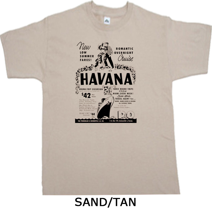 Havana cruise Cuba vintage retro ad tan t shirt