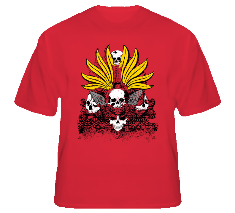 Skulls Fantasy Art Tribal T Shirt 2 T shirt