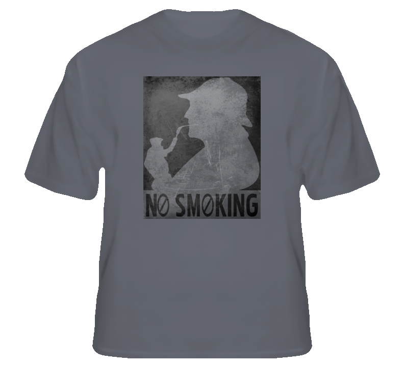 No Smoking funny irony Sherlock pipe graphic t shirt 