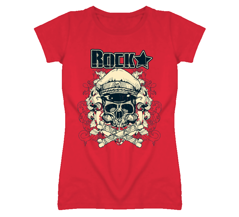Rock Star Skull biker ladies fitted t shirt