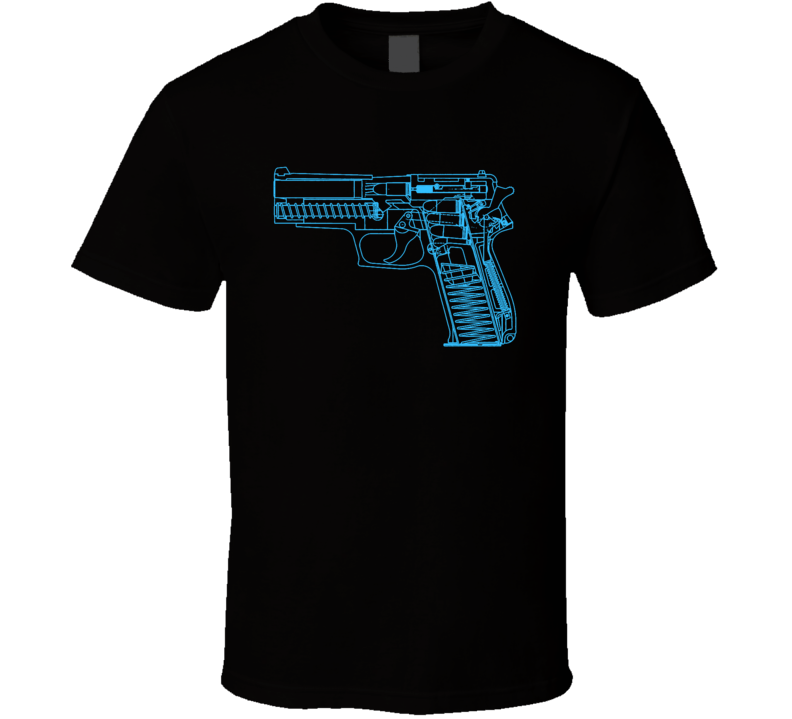 Gun Pistol Negative Art Design Drawing Parody T Shirt