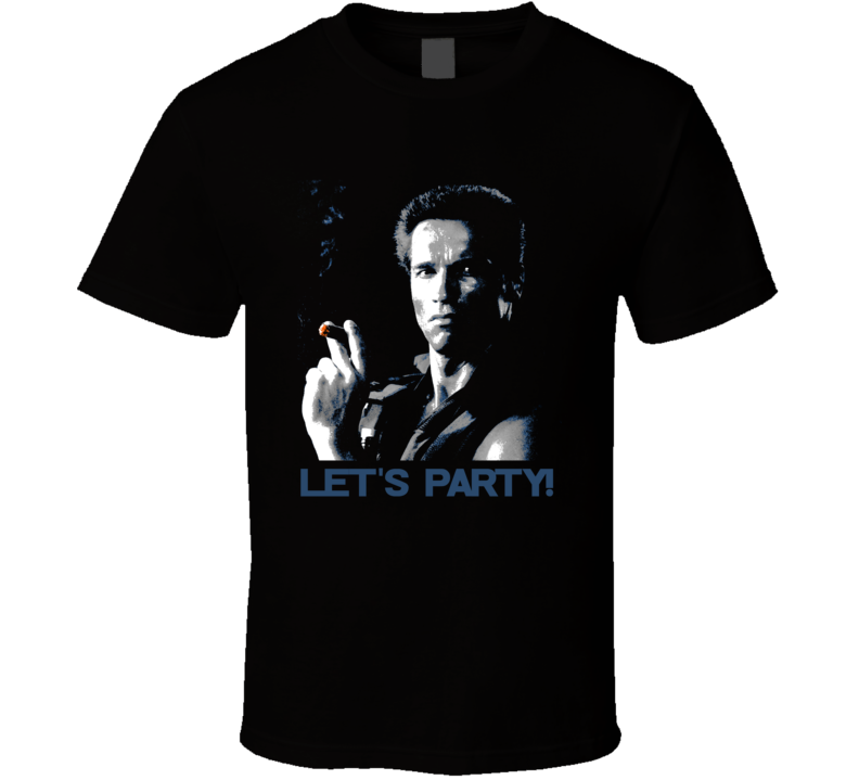 Commando Lets Party Parody Funny Arnold 80s Movie Fan T Shirt