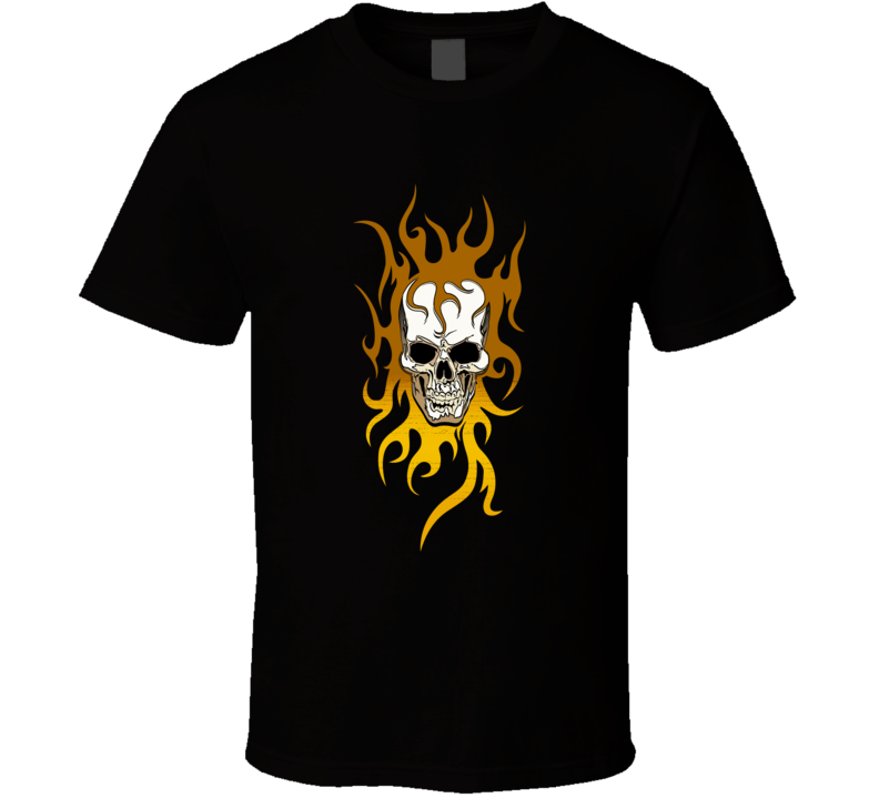Cool Tribal Skull Fire Biker Rock MMA Boxing T Shirt