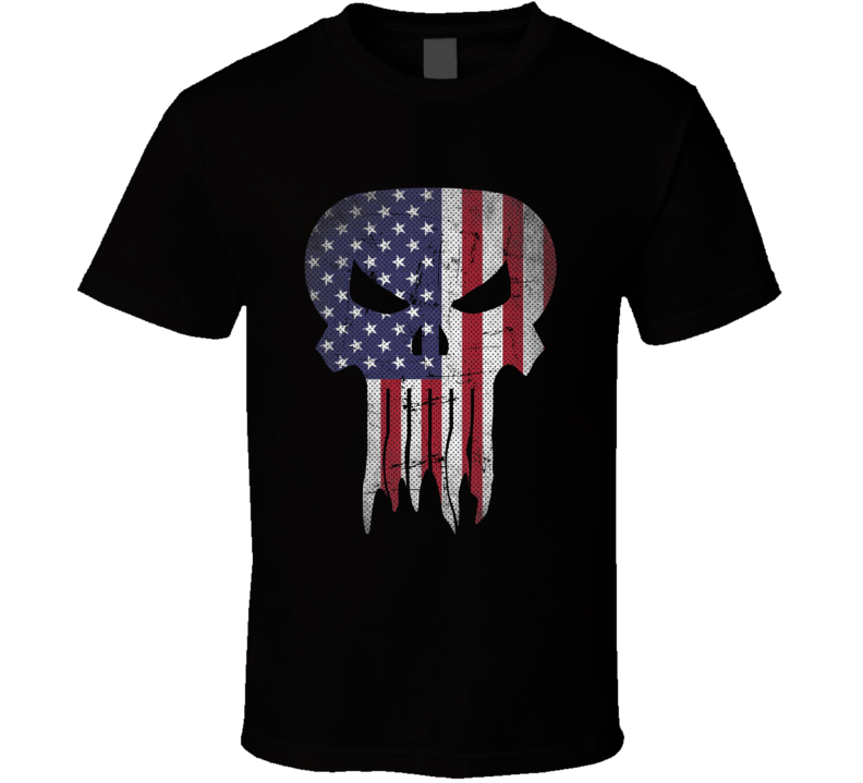 Usa Punisher Flag Logo Parody Super Hero Cool Fan T Shirt