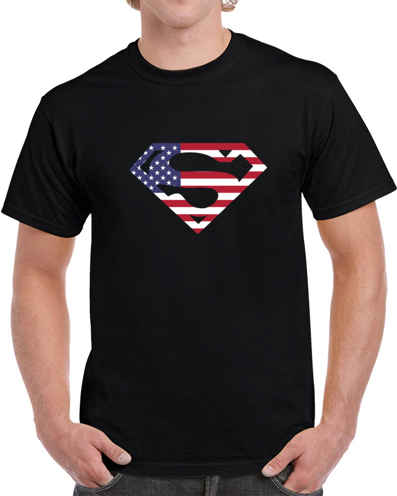 Usa Superman Flag Logo Parody Super Hero Cool Fan T Shirt