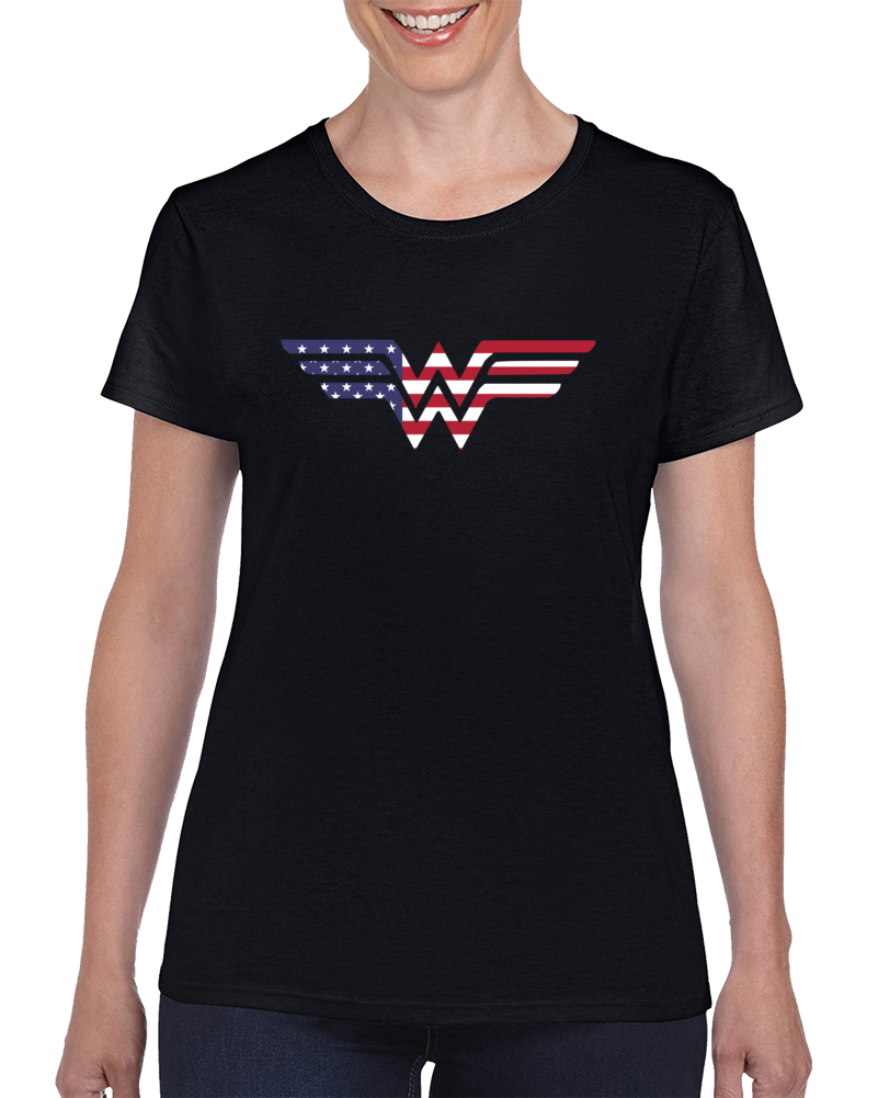 Usa Wonder Woman Flag Logo Parody Super Hero Cool Fan T Shirt