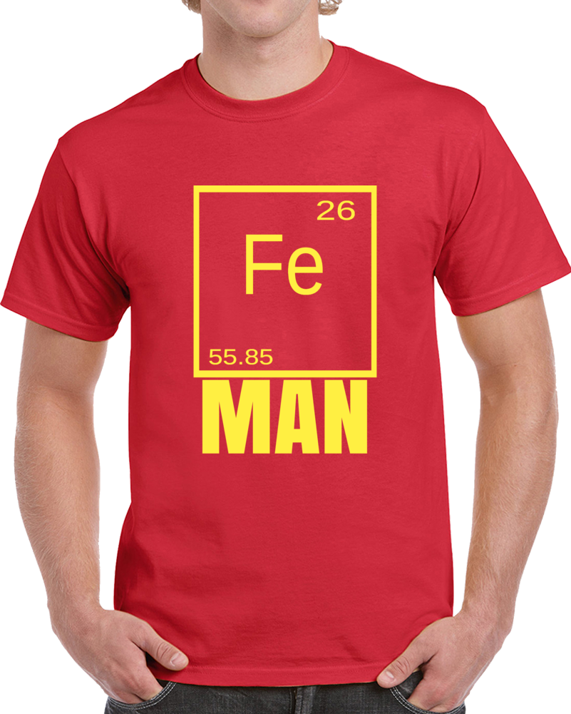 Iron Man Superhero Element Parody Funny Cool Fan T Shirt