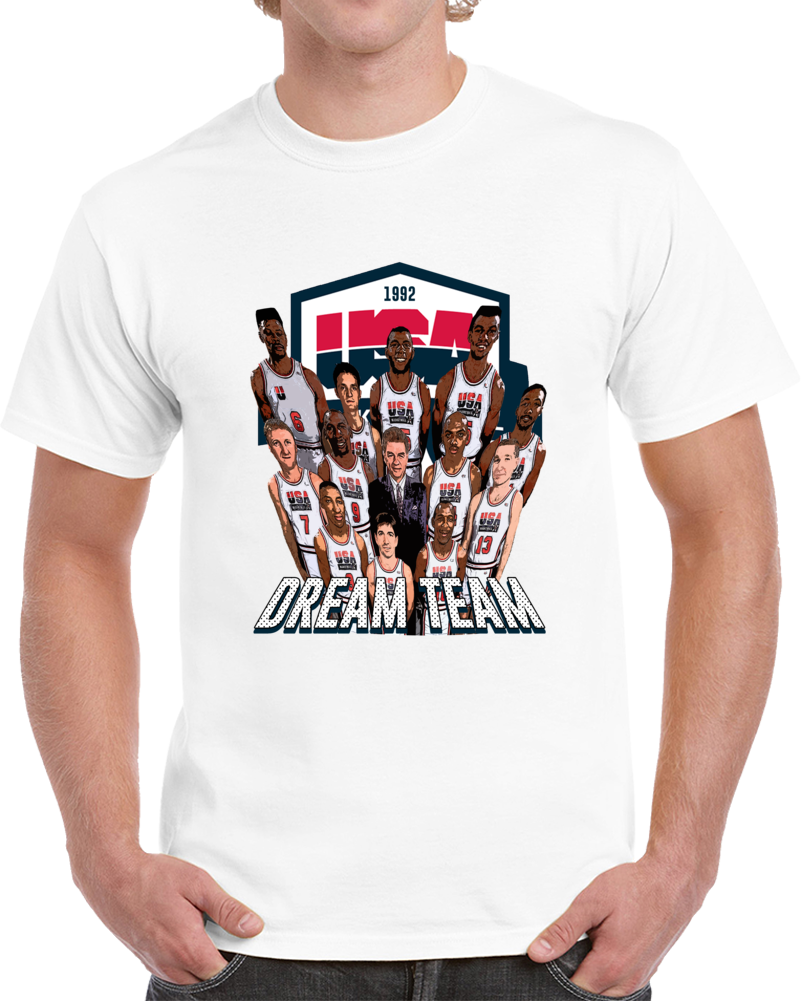 1992 Usa Basketball Dream Team Champions Gold Fan Vtg Style T Shirt