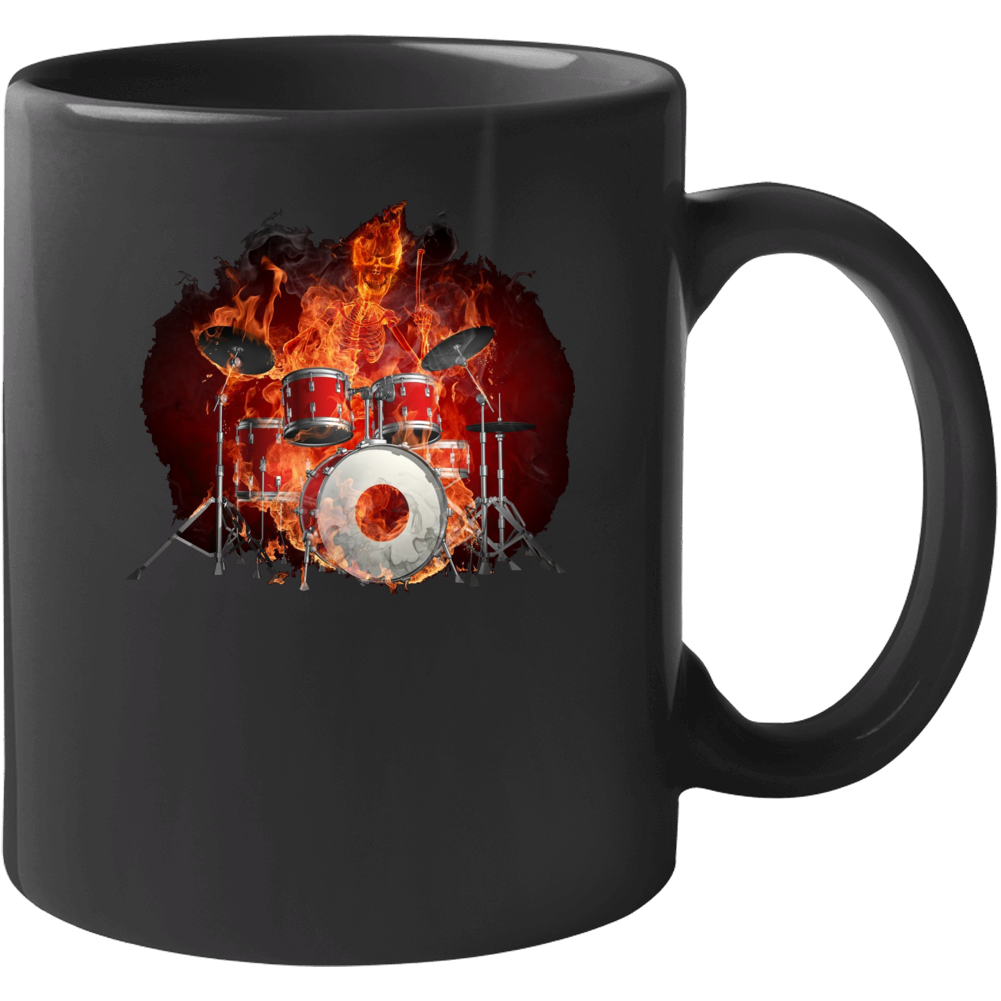 Drummer On Fire Flaming Music Rock Drums Party Mug