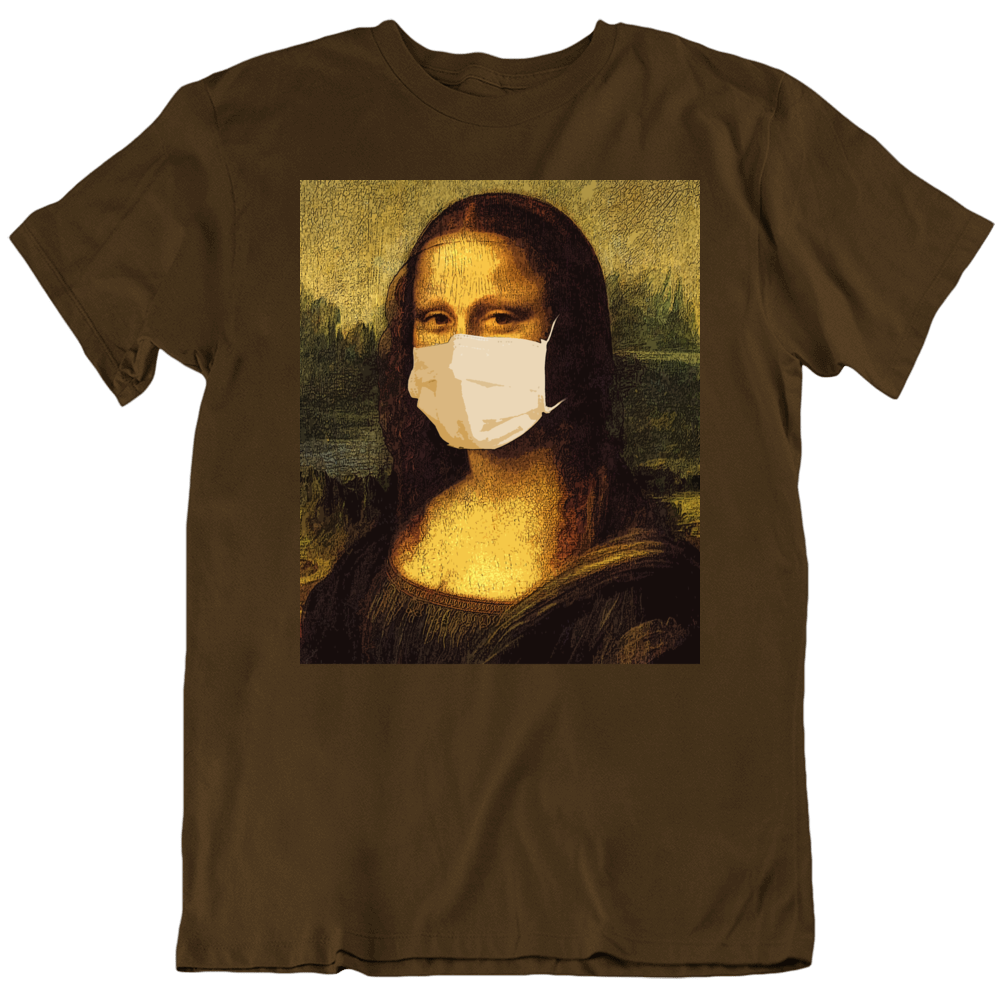 Mona Lisa Face Mask Parody Funny T Shirt