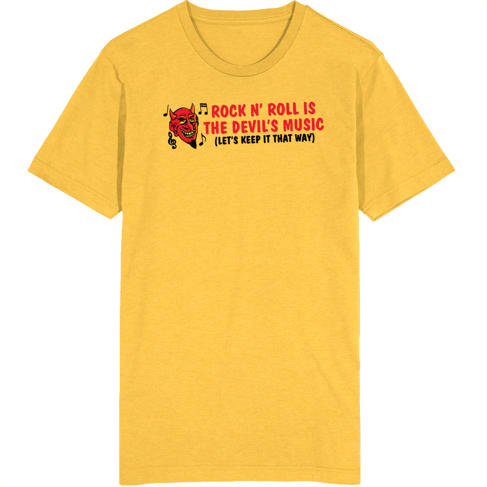 Rock N Roll Is The Devil's Music Funny Parody Retro T Shirt