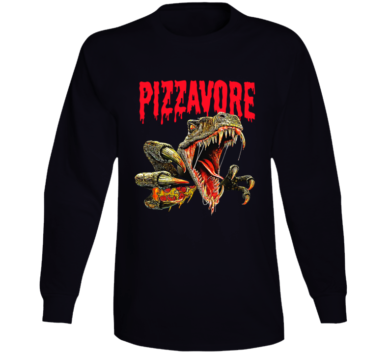 Pizzavore Pizza Eating Dinosaur Funny Long Sleeve T Shirt