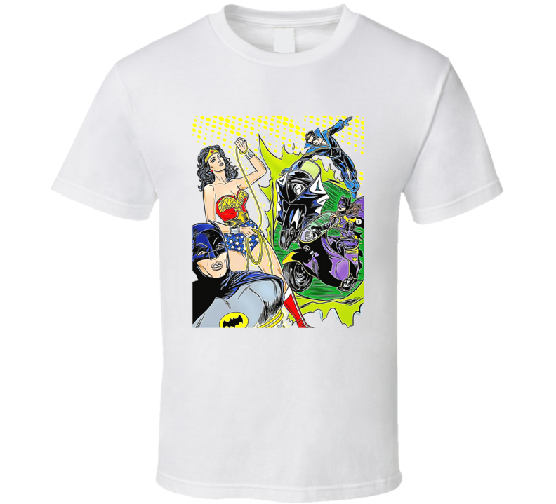 Batman Wonderwoman Batgirl Comic Book Characters T Shirt
