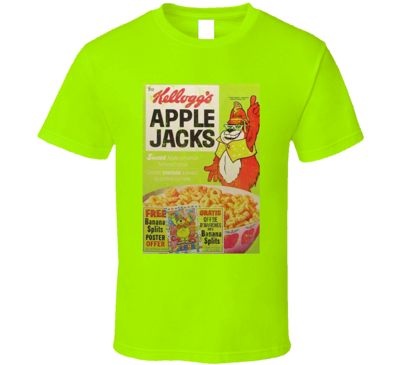 Apple Jacks Banana Splits Character Cereal Box T Shirt