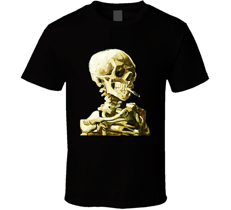 Skeleton With Cigarette Van Gogh T Shirt