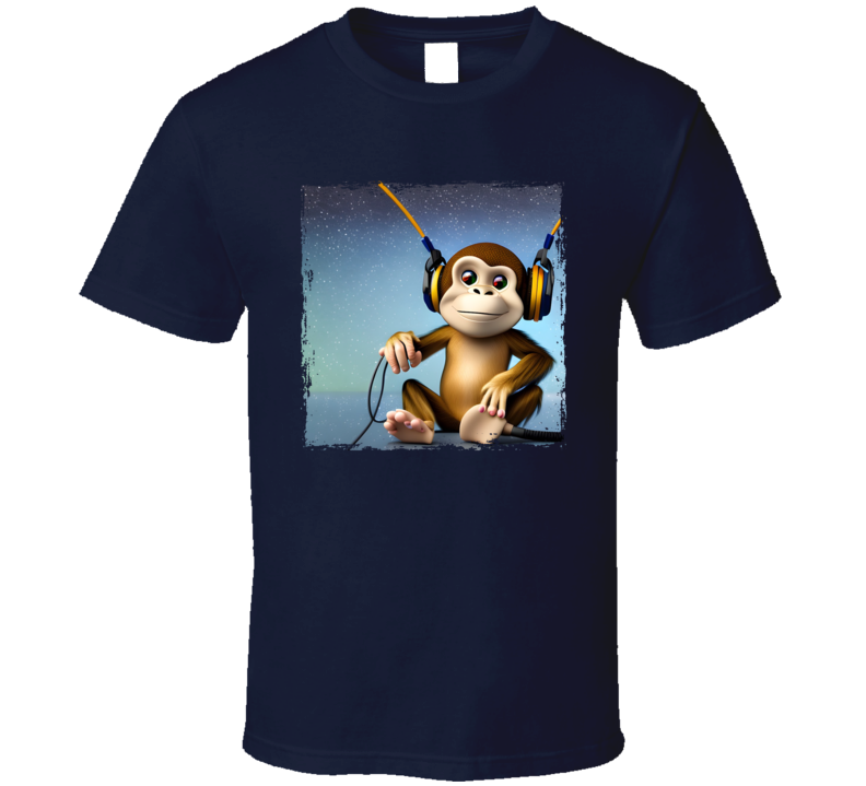 Monkey Wearing Headphones T Shirt