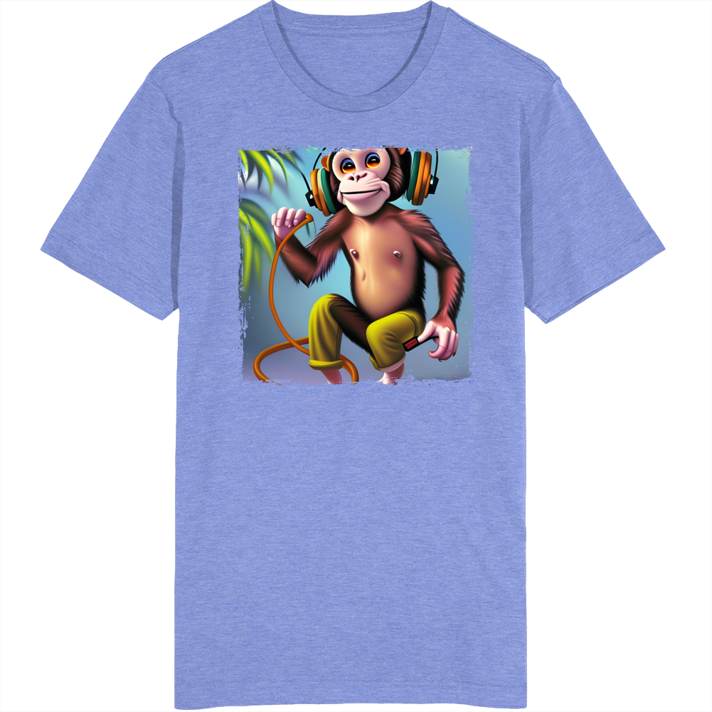 Monkey Listening To Music T Shirt