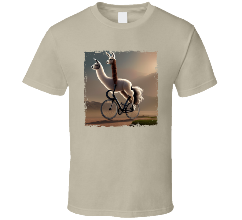 Llama Riding A Llama Head Bike T Shirt