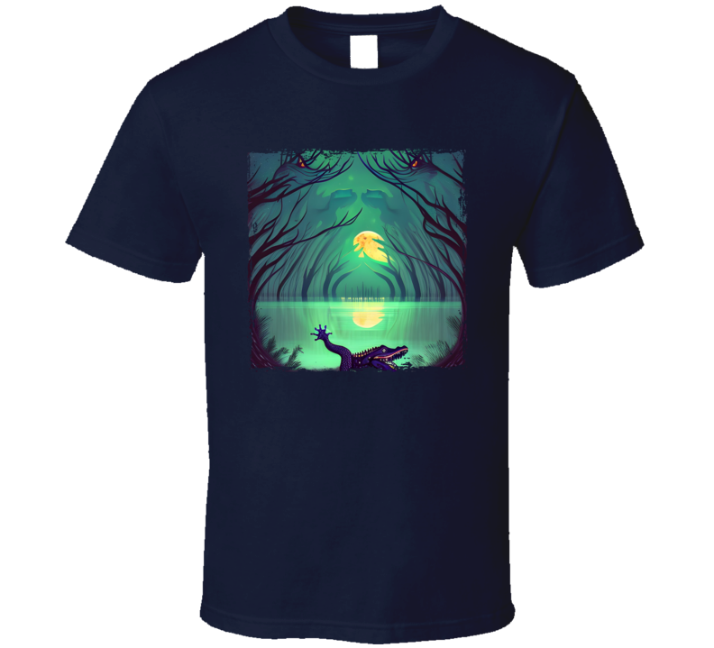 Alligators Moon Swamp Dream Ai Art T Shirt