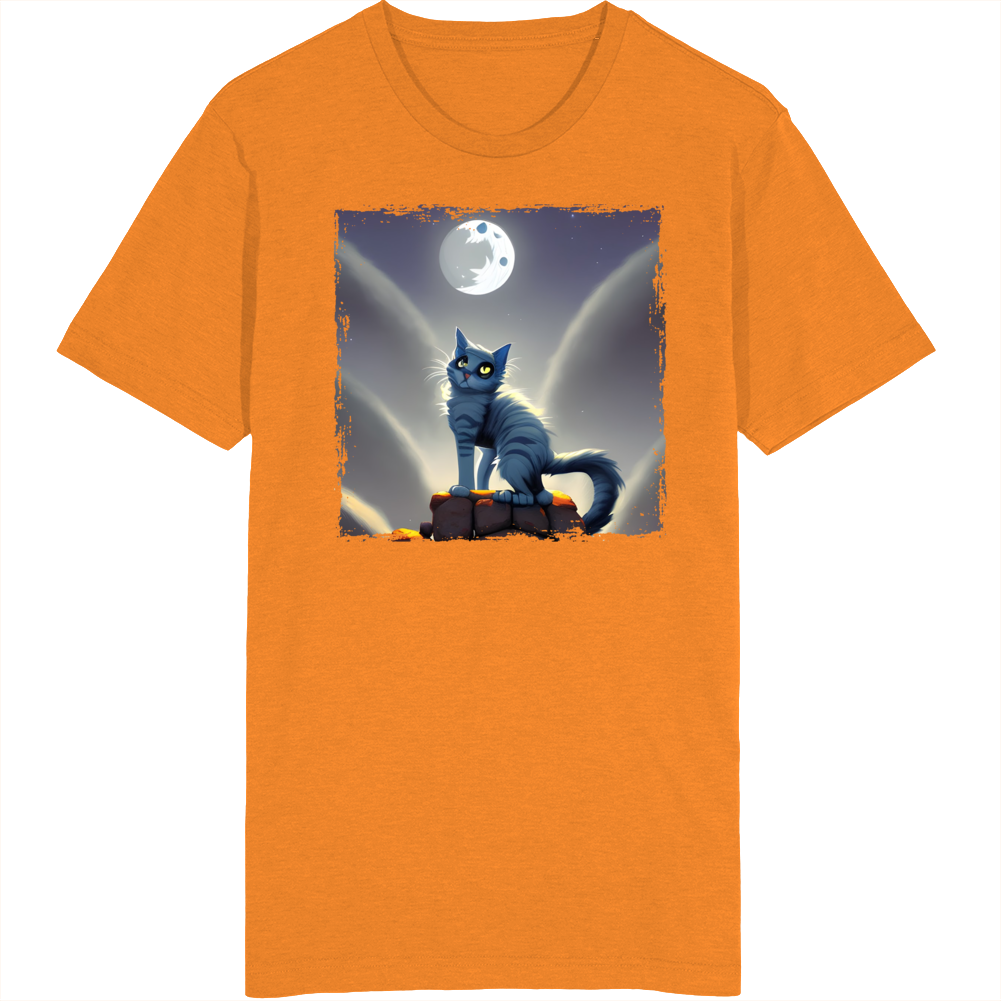 Cat Looking At The Moon T Shirt