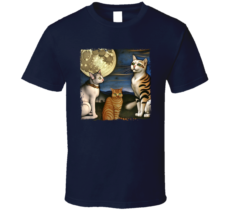 Cats Sitting Looking At The Moon T Shirt