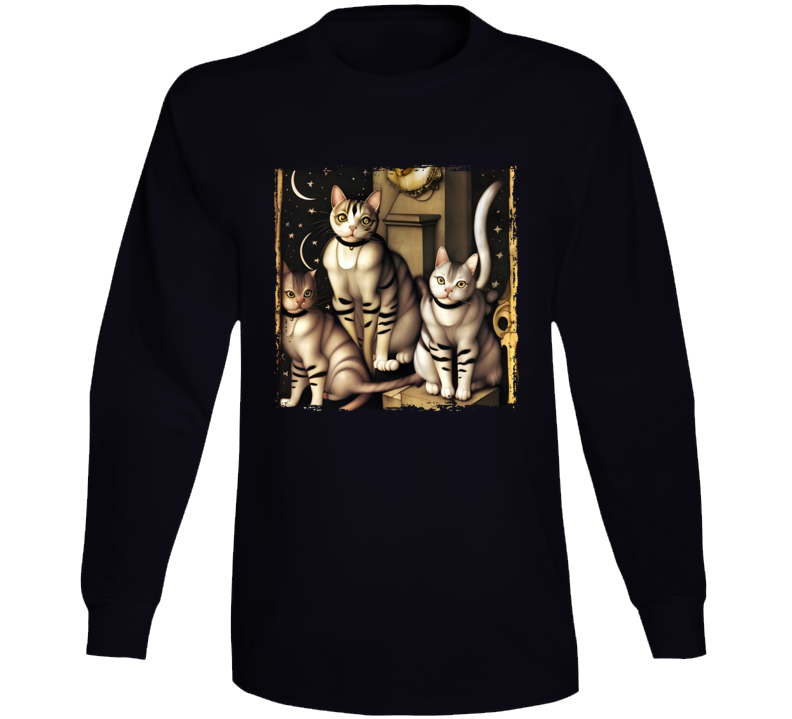 Cat Sitting On A Pedestal With Friends Long Sleeve T Shirt