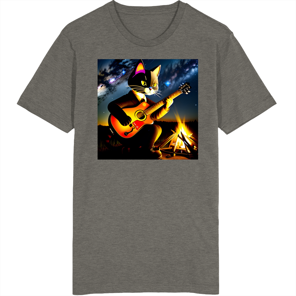 Cat Jamming On The Guitar At The Fire Funny T Shirt