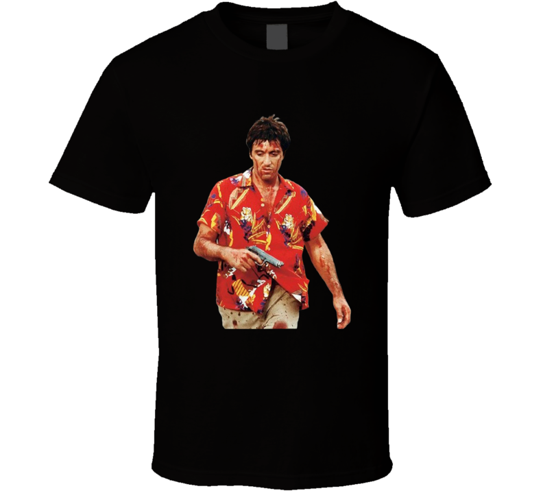 Tony Montana Scarface Bloody Hawaiian  Movie Fan T Shirt