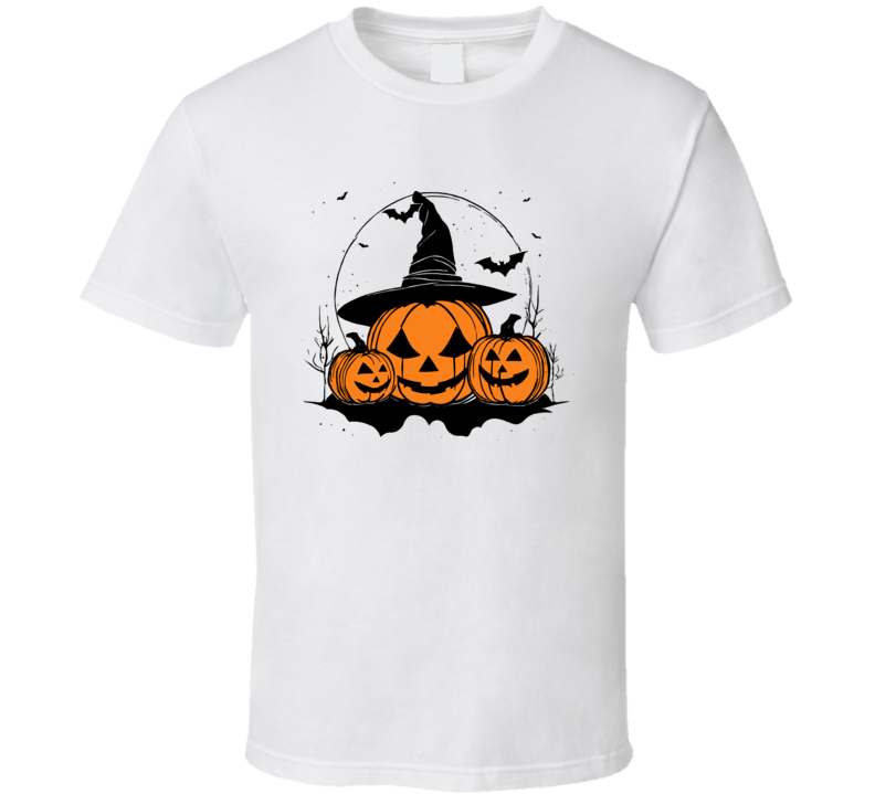 Witch Pumpkins And Bats Halloween T Shirt