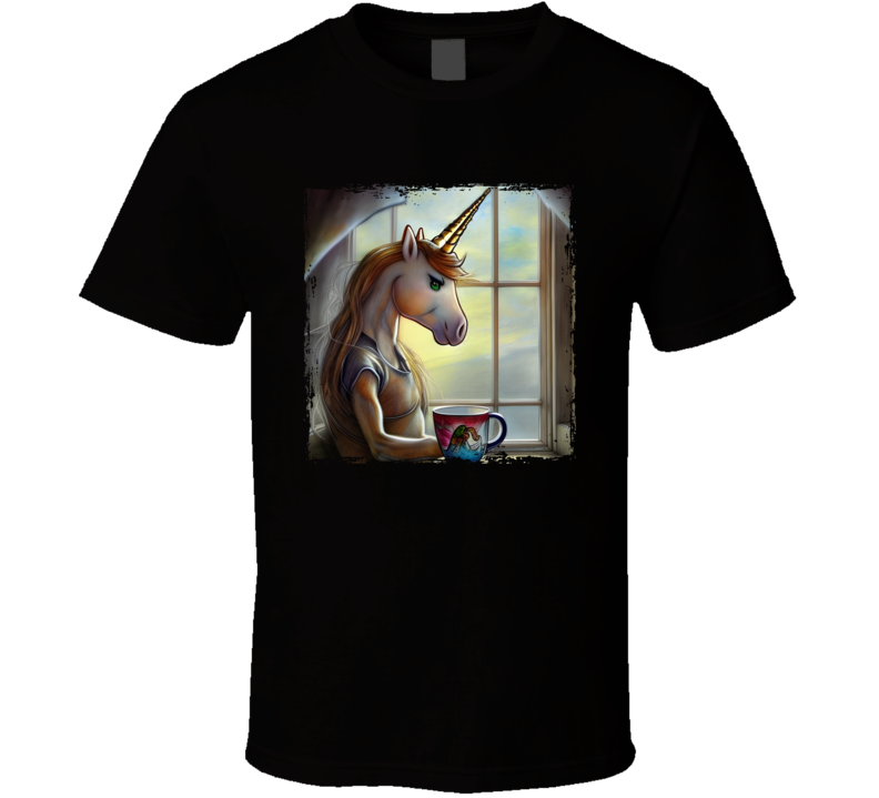 Unicorn Looking Out The Window T Shirt