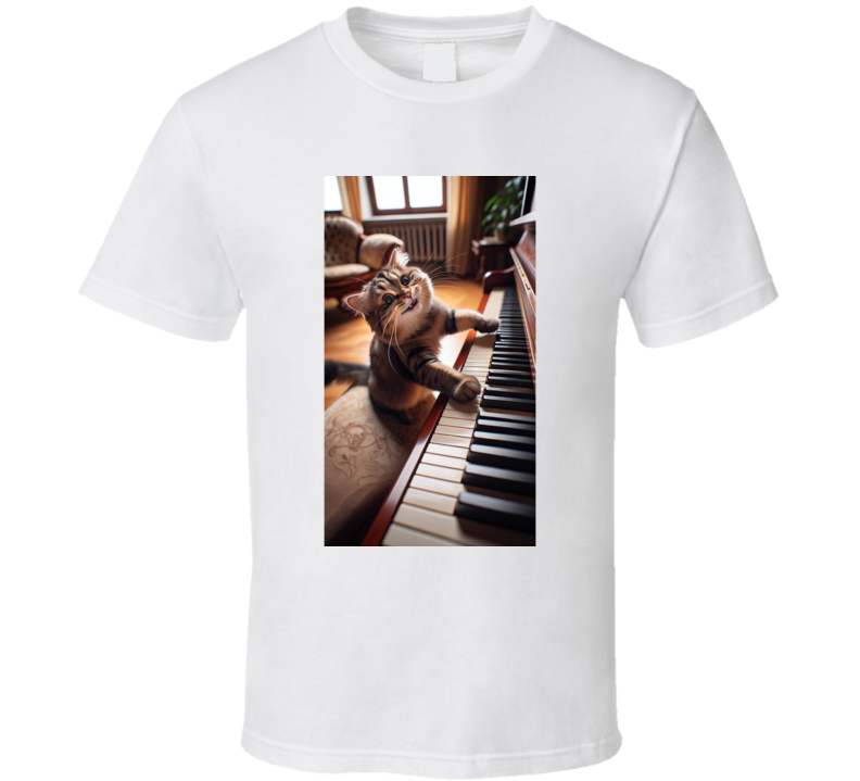 Cat Playing A Piano Kitty Band T Shirt