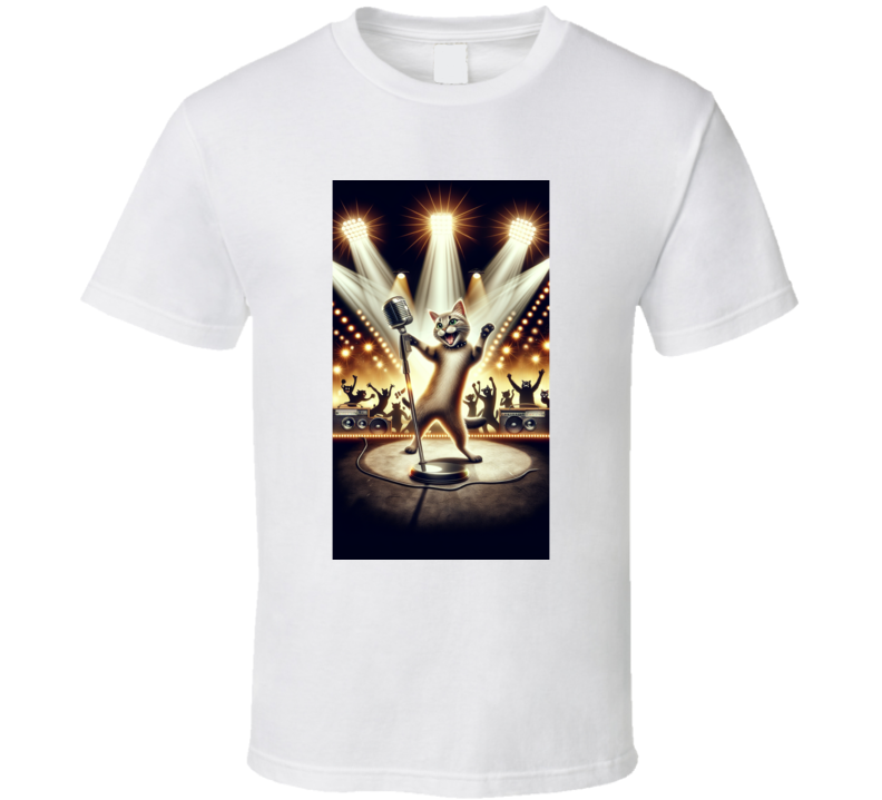 Cat Singing On Stage Kitty Band T Shirt