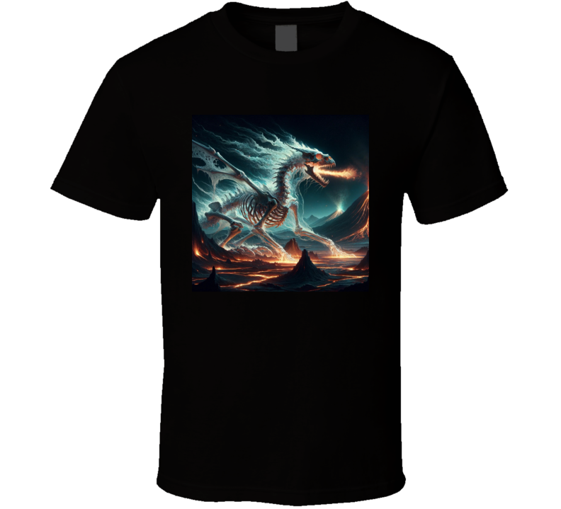 Fire Breathing Ghost Dragon Volcanoes T Shirt