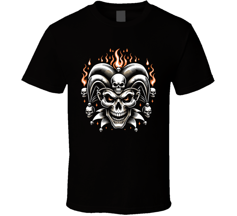 Joker Skull Jester Playing Cards T Shirt
