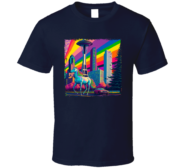 Seattle Washington Rainbow Skyline T Shirt