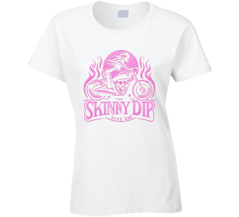 The Skinny Dip Dive Bar Pink Hoodie Food Drinks Ladies T Shirt