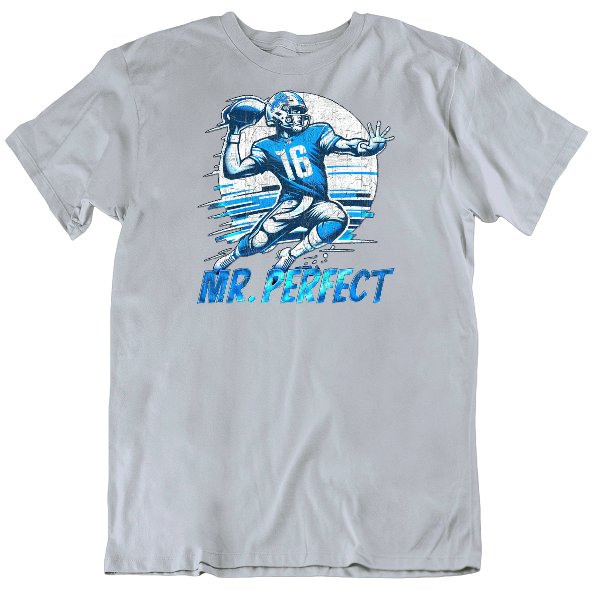 Mr. Perfect Jared Goff Quarterback Detroit Football Fan On Silver T Shirt