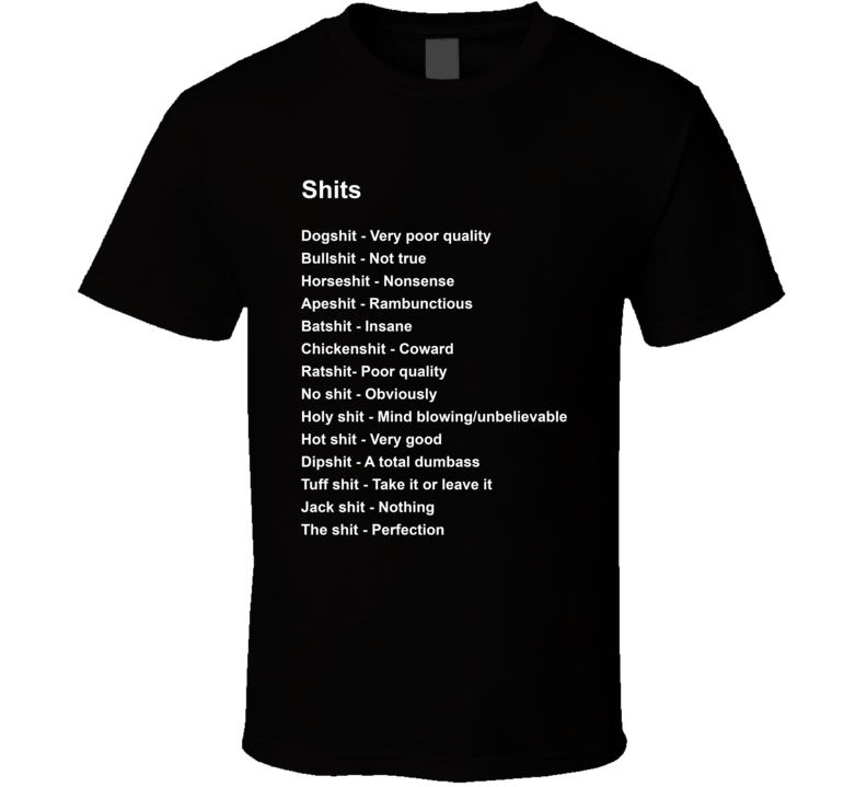 Multiple Meanings Of The Word Shit Funny T Shirt