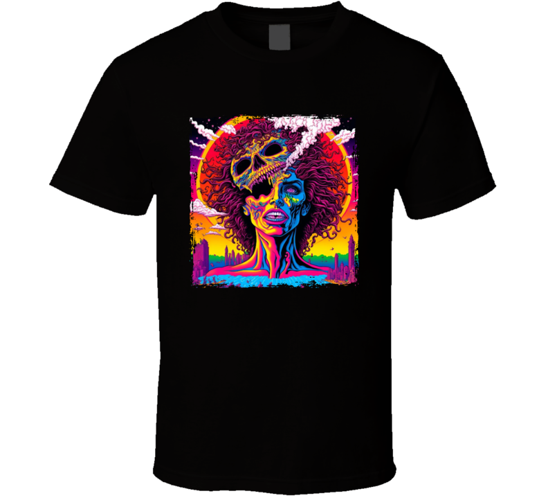Skull And Face Psychedelic Neon T Shirt