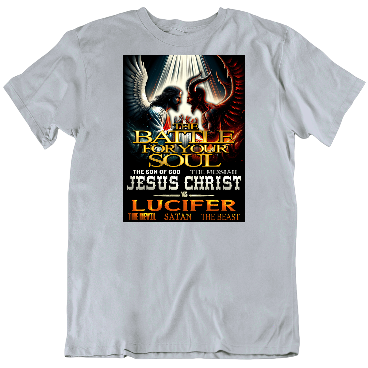 Jesus Christ Vs Lucifer Devil Satan Fight  Parody T Shirt