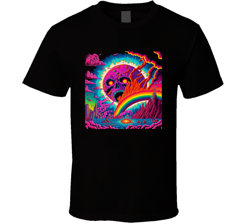 Angry Neon Sun Over Rainbow T Shirt