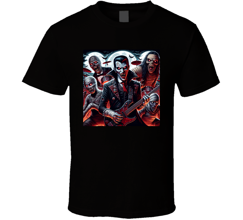 Monster Rock Band Parody Dracula Mummy Funny T Shirt