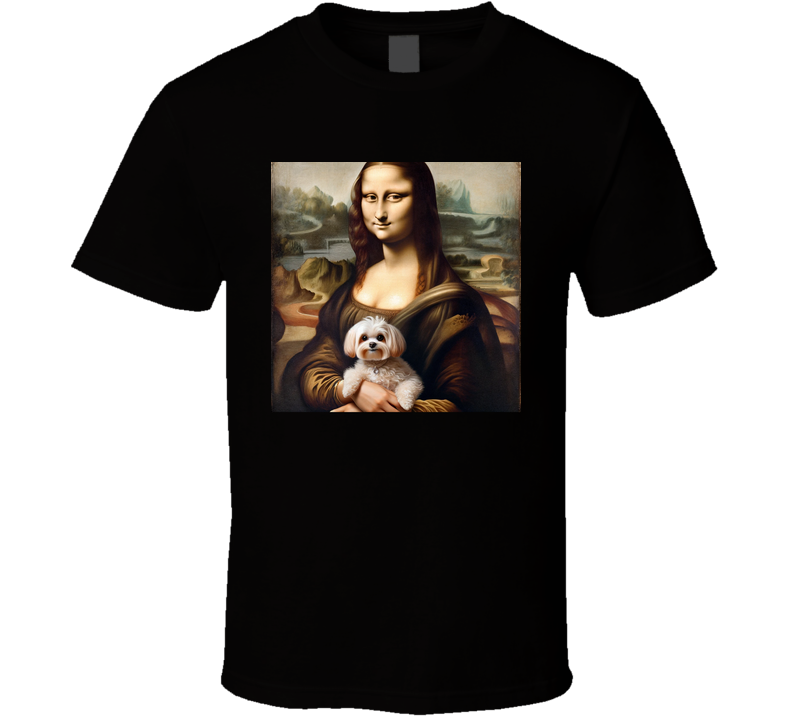 Mona Lisa Cute Lap Dog Parody Da Vinci T Shirt