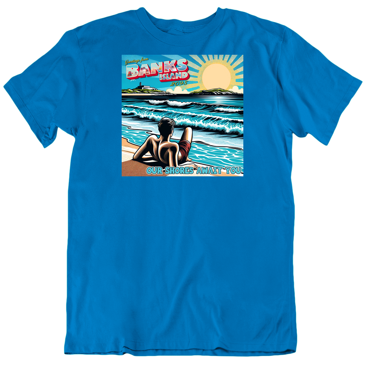 Greetings From Banks Island 2095 Funny Climate Change Parody Travel Ad T Shirt