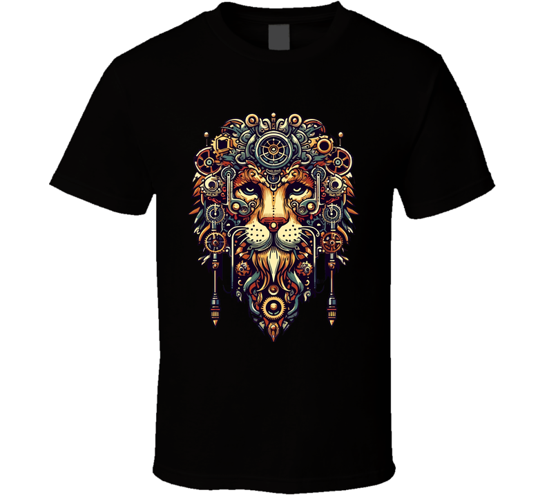 King Of The Steampunk Jungle Lion Fantasy Fan T Shirt