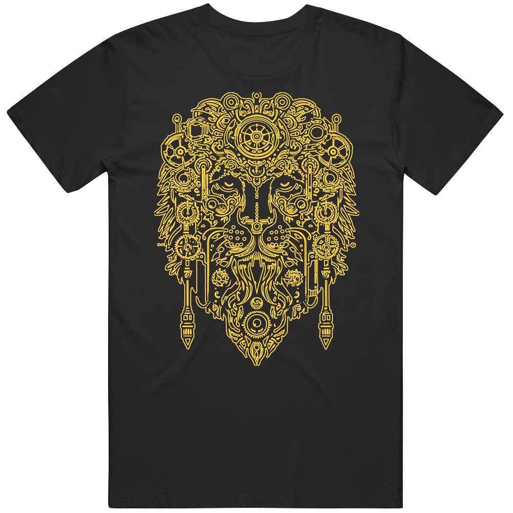 King Of The Steampunk Lion Gold Fantasy T Shirt