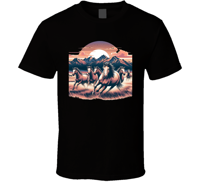 Wild Horses Stallions Cowboy Cowgirl T Shirt