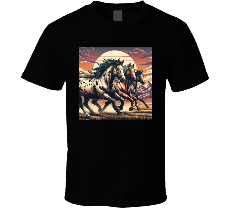 Wild Horses Stallions Galloping Cowboy T Shirt