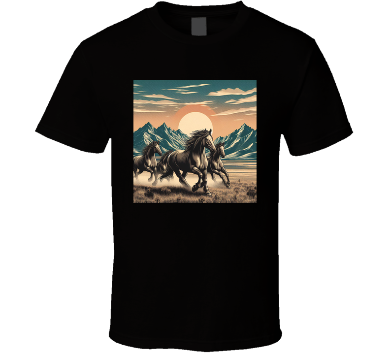 Wild Horses Cowboy Cowgirl Fantasy T Shirt